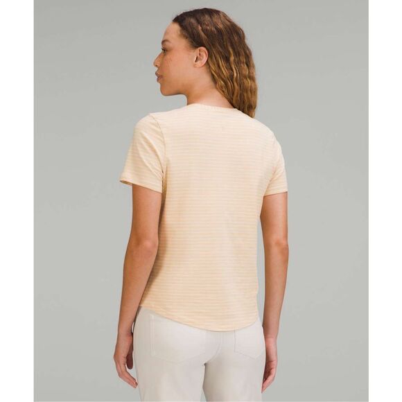 LULULEMON Women’s Prosecco and White Striped Love Crew T-Shirt Size 6 - Picture 2 of 9